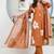 Brown Floral Embroidered Round Neck Pure Cotton Kurta With Trouser & Dupatta