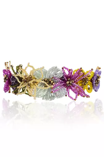 Colourful crystal classic floral choker gold plated