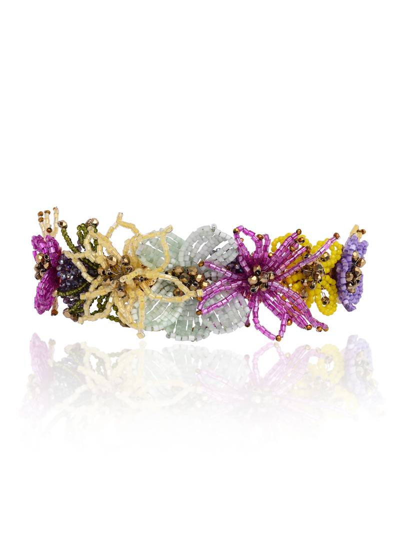 Colourful crystal classic floral choker gold plated