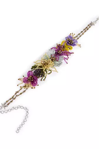 Colourful crystal classic floral choker gold plated
