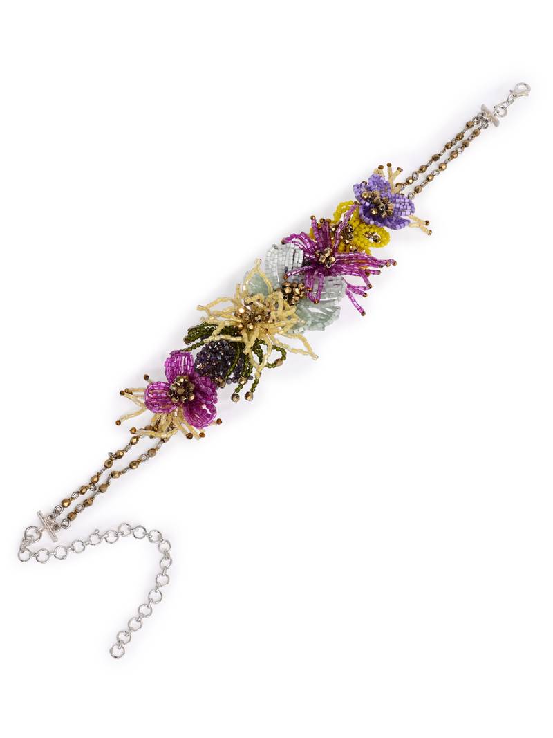 Colourful crystal classic floral choker gold plated