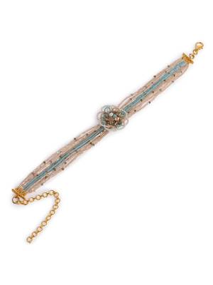 Multicolour flower pearl beaded stone choker 4