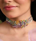 Colourful stone neckpiece for haldi mehendi wedding