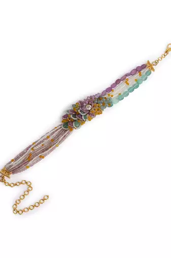Colourful stone neckpiece for haldi mehendi wedding