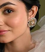 Floral haldi mehendi colourful stone crystal earrings