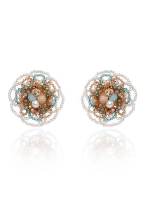 Floral haldi mehendi colourful stone crystal earrings 3