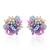 Pearl and colourful flower round stud earrings