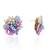 Pearl and colourful flower round stud earrings