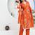 Orange Floral Printed Round Neck Pure Cotton Kurta With Trouser & Dupatta