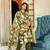 Aaysa floral printed green round neck pure cotton kurta with trouser & dupatta