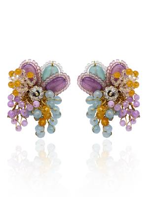 Multicolour round floral stone earrings 3