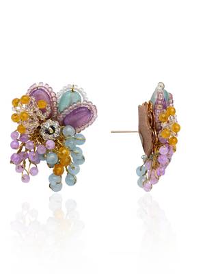 Multicolour round floral stone earrings 4