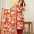 Orange Floral Printed Round Neck Pure Cotton Kurta With Trouser & Dupatta