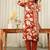 Orange Floral Printed Round Neck Pure Cotton Kurta With Trouser & Dupatta