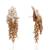 Long white pearl with peach stone gold plated earrings
