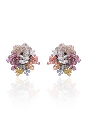 Colourful crystal button earrings for haldi mehendi wedding 3
