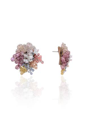 Colourful crystal button earrings for haldi mehendi wedding 4
