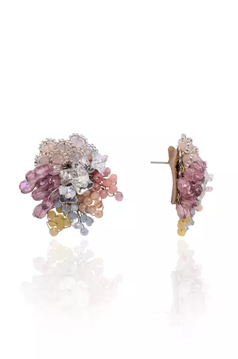 Colourful crystal button earrings for haldi mehendi wedding