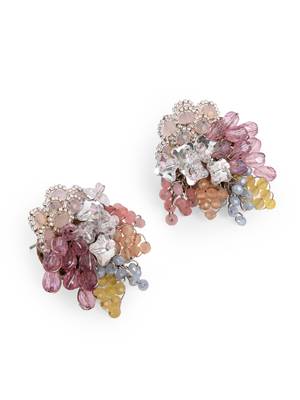 Colourful crystal button earrings for haldi mehendi wedding 5