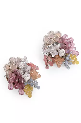 Colourful crystal button earrings for haldi mehendi wedding