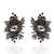 Modern black and silver plated stone stud earrings