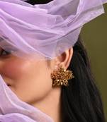 Gold plated metallic abstart earrings for ethnic wedding look