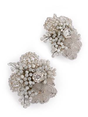 Silver plated white floral stone earrings 5