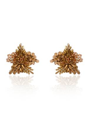 Gold plated metallic abstart earrings for ethnic wedding look 3