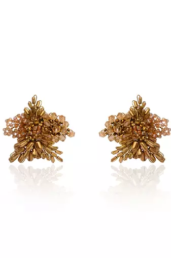 Gold plated metallic abstart earrings for ethnic wedding look