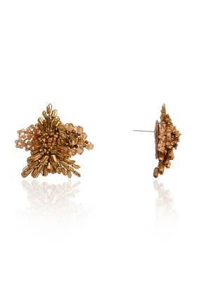Gold plated metallic abstart earrings for ethnic wedding look 4