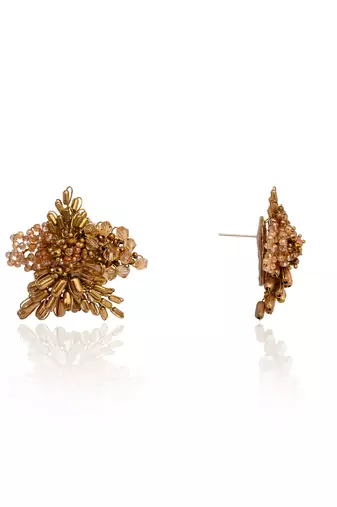 Gold plated metallic abstart earrings for ethnic wedding look