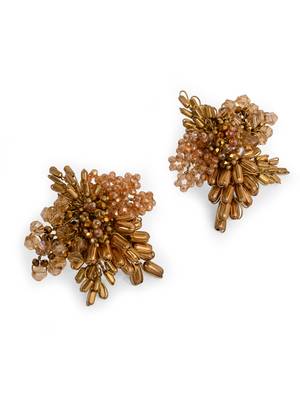 Gold plated metallic abstart earrings for ethnic wedding look 5