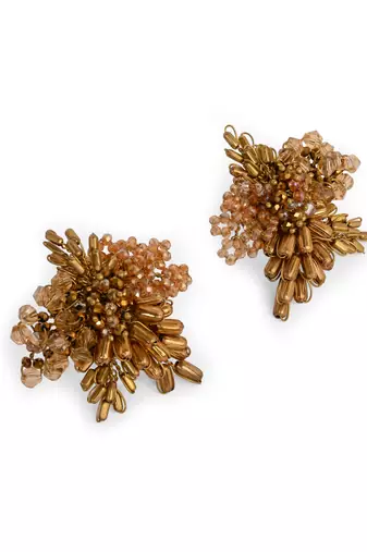 Gold plated metallic abstart earrings for ethnic wedding look