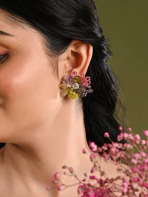 Colourful stone studs indian wedding jewelry 1
