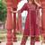 Maroon Floral Embroidered Round Neck Pure Cotton Kurta With Trouser & Dupatta
