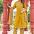 Yellow Floral Embroidered Round Neck Pure Cotton Kurta With Trouser & Dupatta