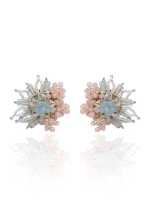 Round peach and turq earrings for everyday look 3