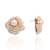 Gold plated round flower pearl earrings peach crystal
