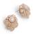 Gold plated round flower pearl earrings peach crystal