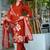 Red Floral Printed Round Neck Pure Cotton Kurta With Trouser & Dupatta