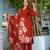 Red Floral Printed Round Neck Pure Cotton Kurta With Trouser & Dupatta