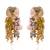 Colourful precious stone gold plated long chain earrings