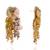 Colourful precious stone gold plated long chain earrings