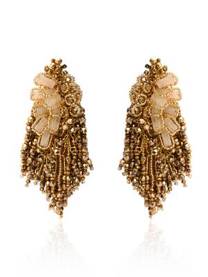 Wedding gold plated golden ethnic long earrings 3
