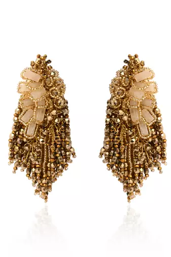 Wedding gold plated golden ethnic long earrings