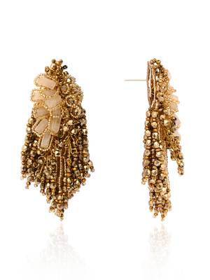 Wedding gold plated golden ethnic long earrings 4
