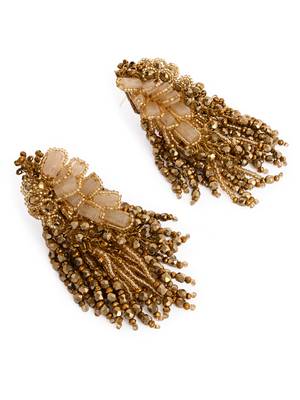 Wedding gold plated golden ethnic long earrings 5