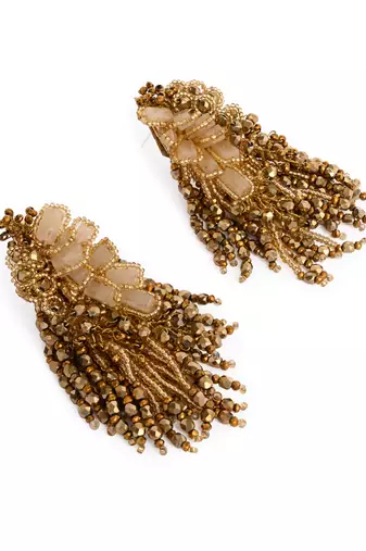 Wedding gold plated golden ethnic long earrings