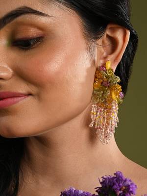 Mulicolour stone wedding long earrings 1