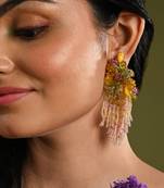 Mulicolour stone wedding long earrings